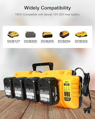 Miniatura 9 de DCB104 Reemplazo del cargador de batería para Dewalt 12V20V Max Battery Charger Station DCB104 (negro)