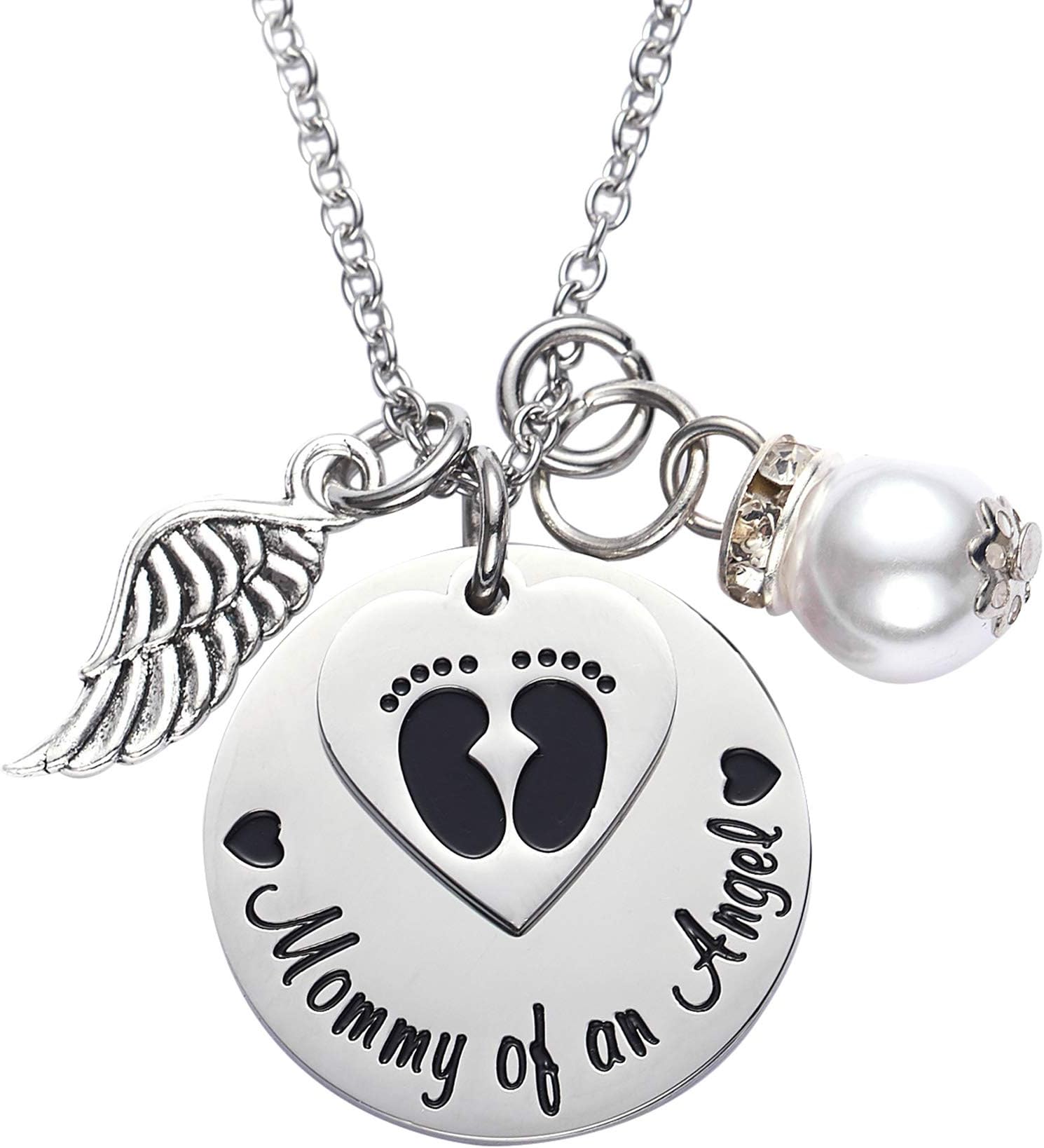 Miscarriage Gifts For Mothers Memorial Necklace For Mommy of an Angel Sympathy Wing Gift
