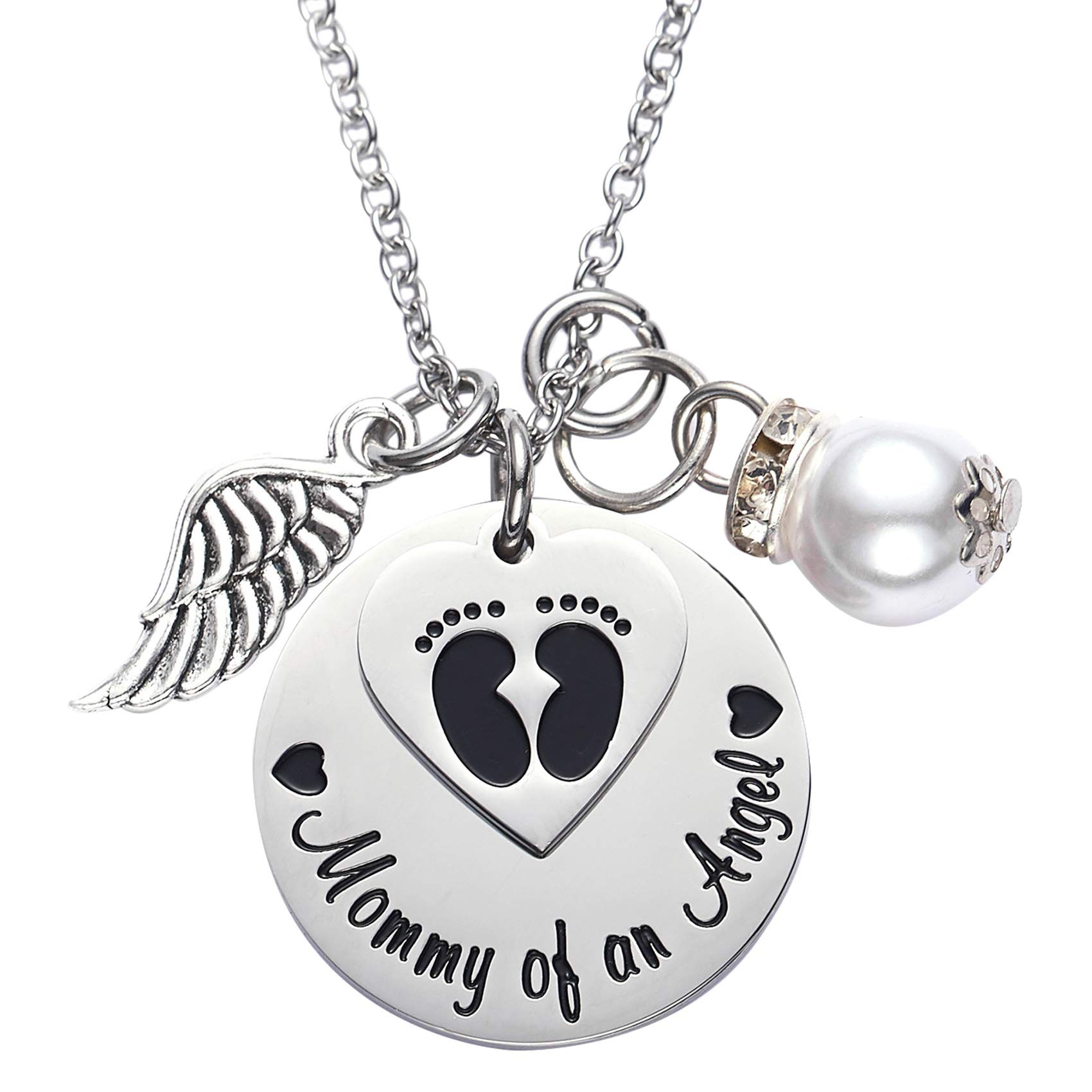 Miscarriage Gifts For Mothers Memorial Necklace For Mommy of an Angel Sympathy Wing Gift