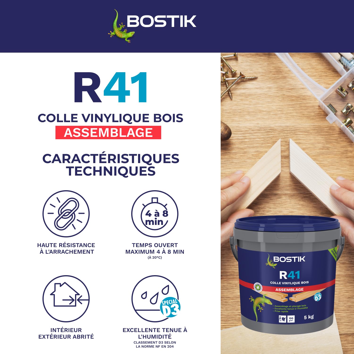 Colle vinylique R 41 prise rapide seau de 5 kg