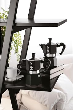Bialetti - Moka Express Black: 3 Cups Cooktop Espresso Cooker - 130ml - Aluminum Body - Patented Safety Valve - Suitable for All Furnace Types (Excluding Induction)