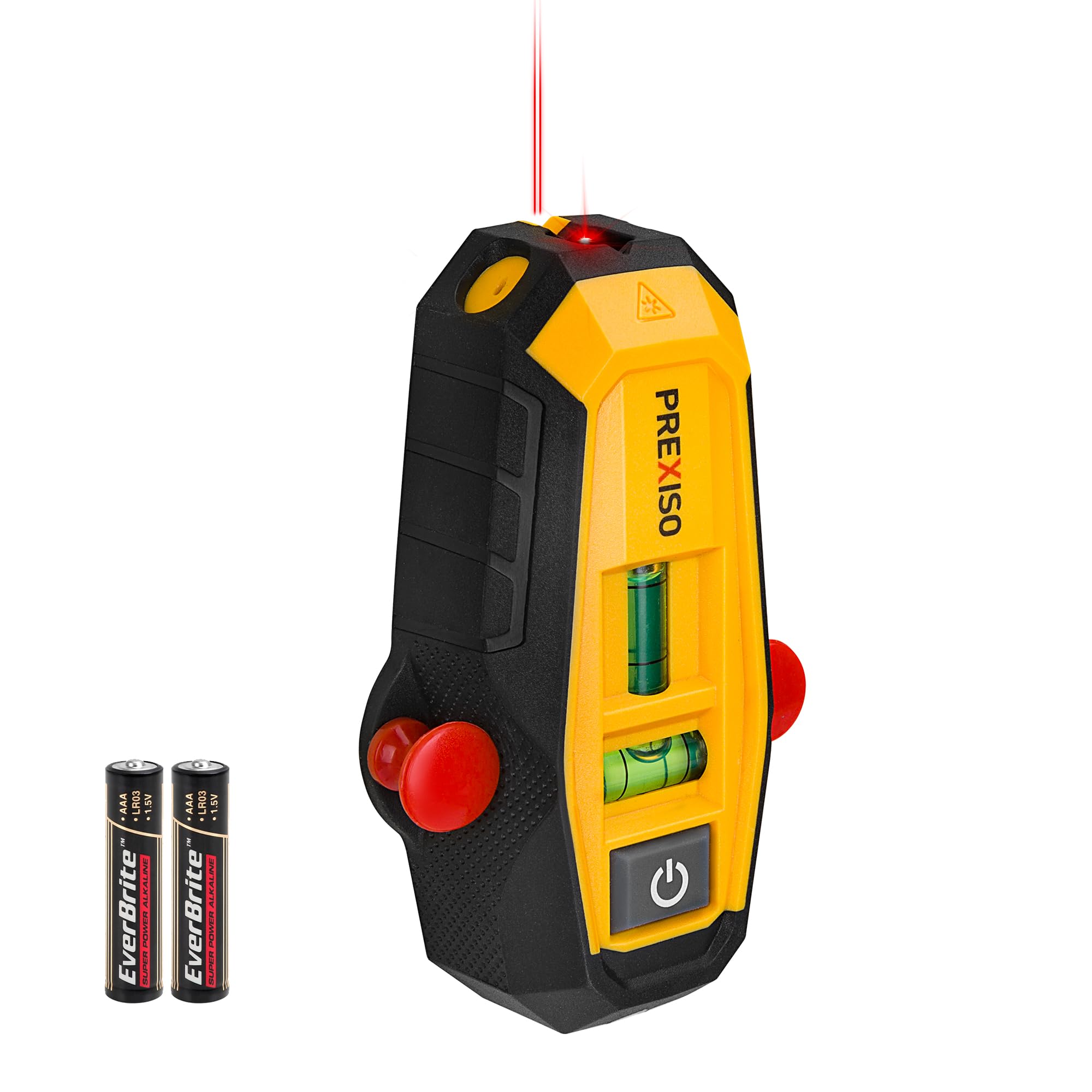 Prexiso Yellow, Black Magnetic Stud Finder With Laser Level, 2-In-1 Metal Detector With Bubble Vials For Marking, Magnet Laser Line For Hanging Pictures, House Construction