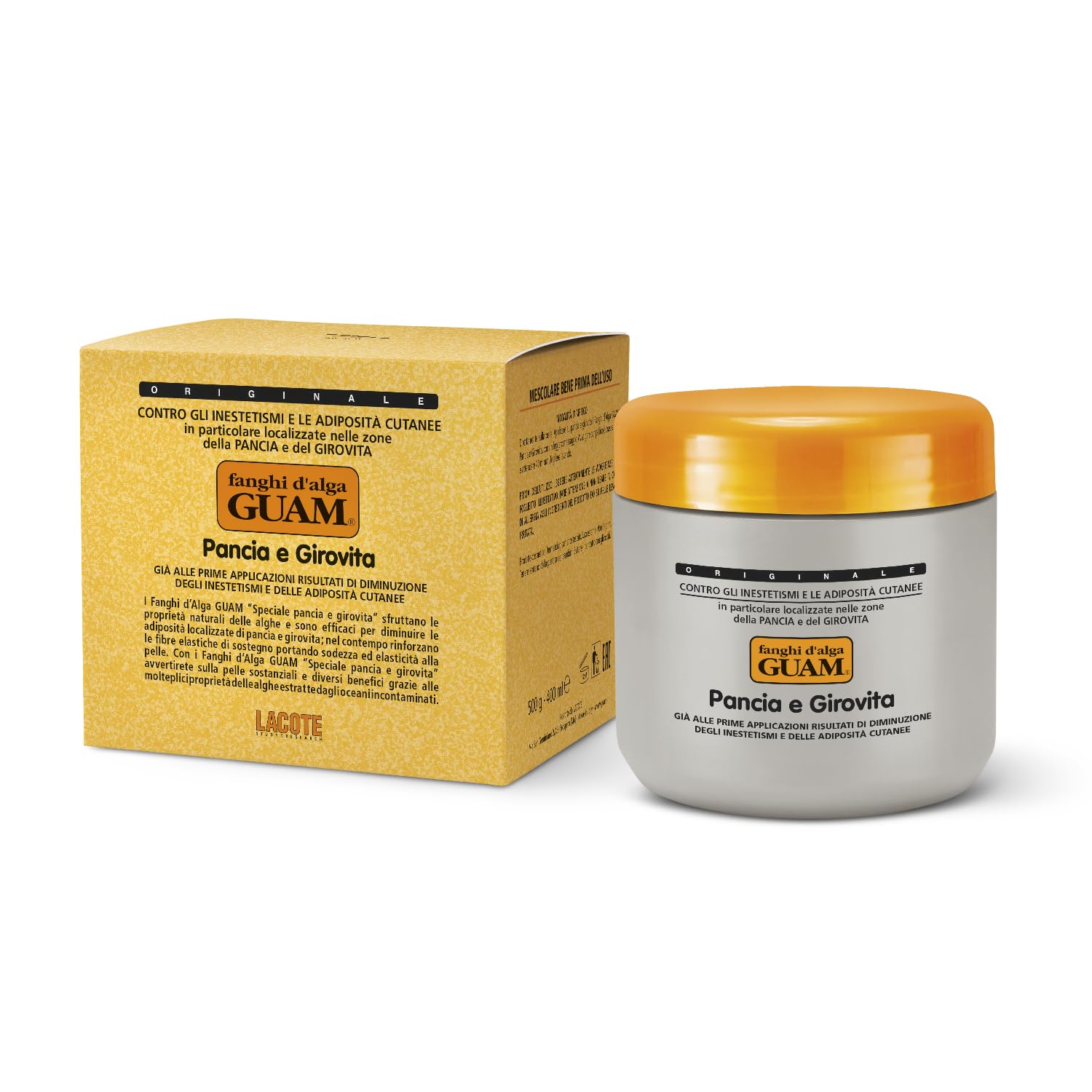 Guam, Algenfango Guam für Bauch und Taille, Gegen lokale Hautunreinheiten und Adipositas an Bauch und Taille, Straffende und Tonisierende Wirkung, Anticellulite, Made in Italy, 500 ml Packung