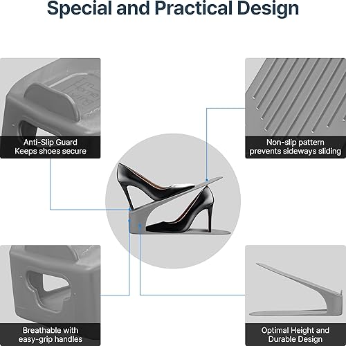 Miniatura 5 de Organizador de ranura para zapatos de una sola pieza, paquete de 10 apiladores que ahorran espacio para armario, entrada y zapatero  No necesita