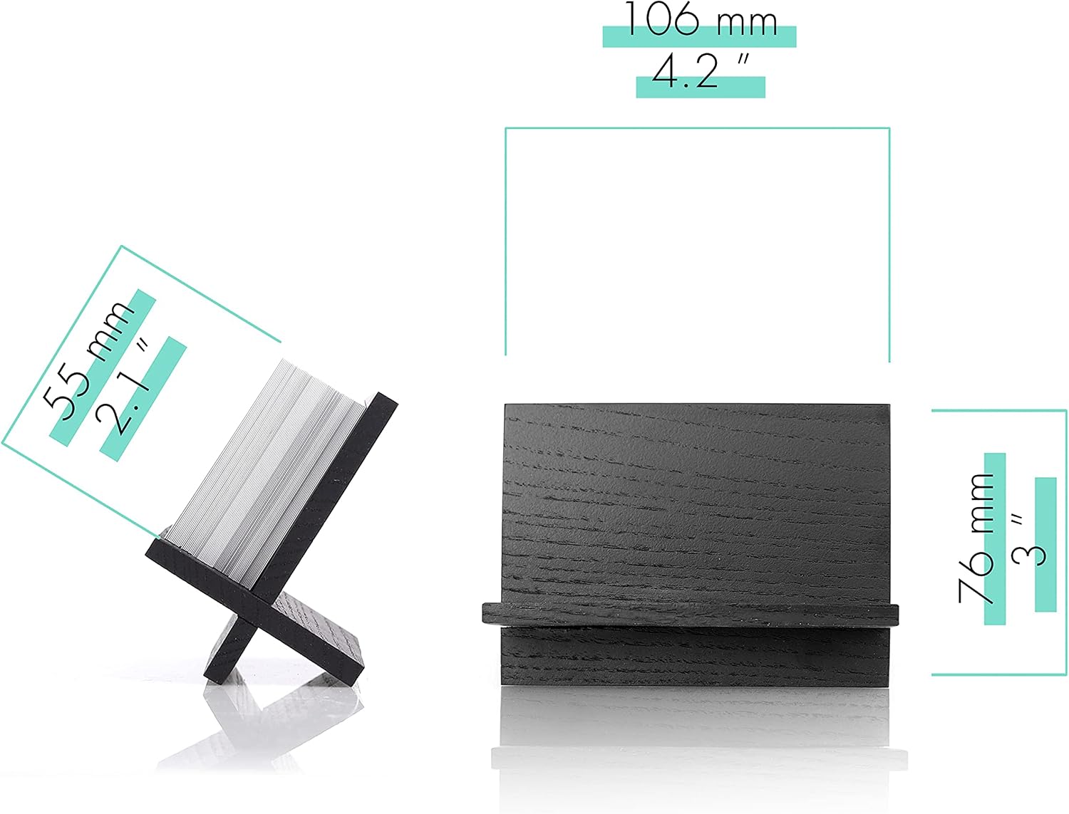 Business Card Holder for Desk - Black Wood Small Cards Holders, Professional Desktop Business Card Stand Display, Wooden Name Card Holder, Modern Design Office Business Cards Holder image 3