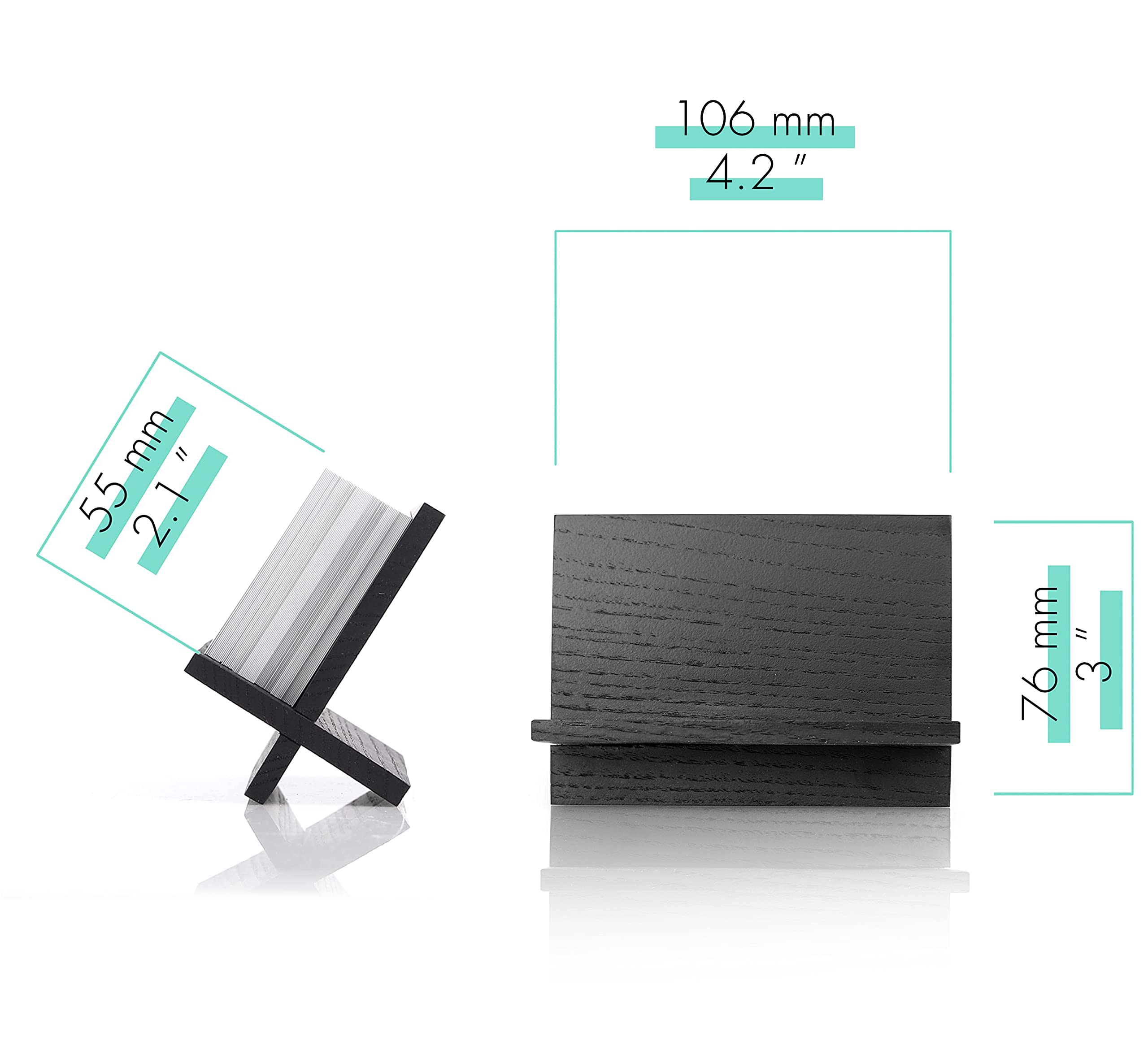 TOROS STORE Business Card Holder for Desk, Black Wood Small Cards Holders, Professional Desktop Business Card Stand Display - Image 3