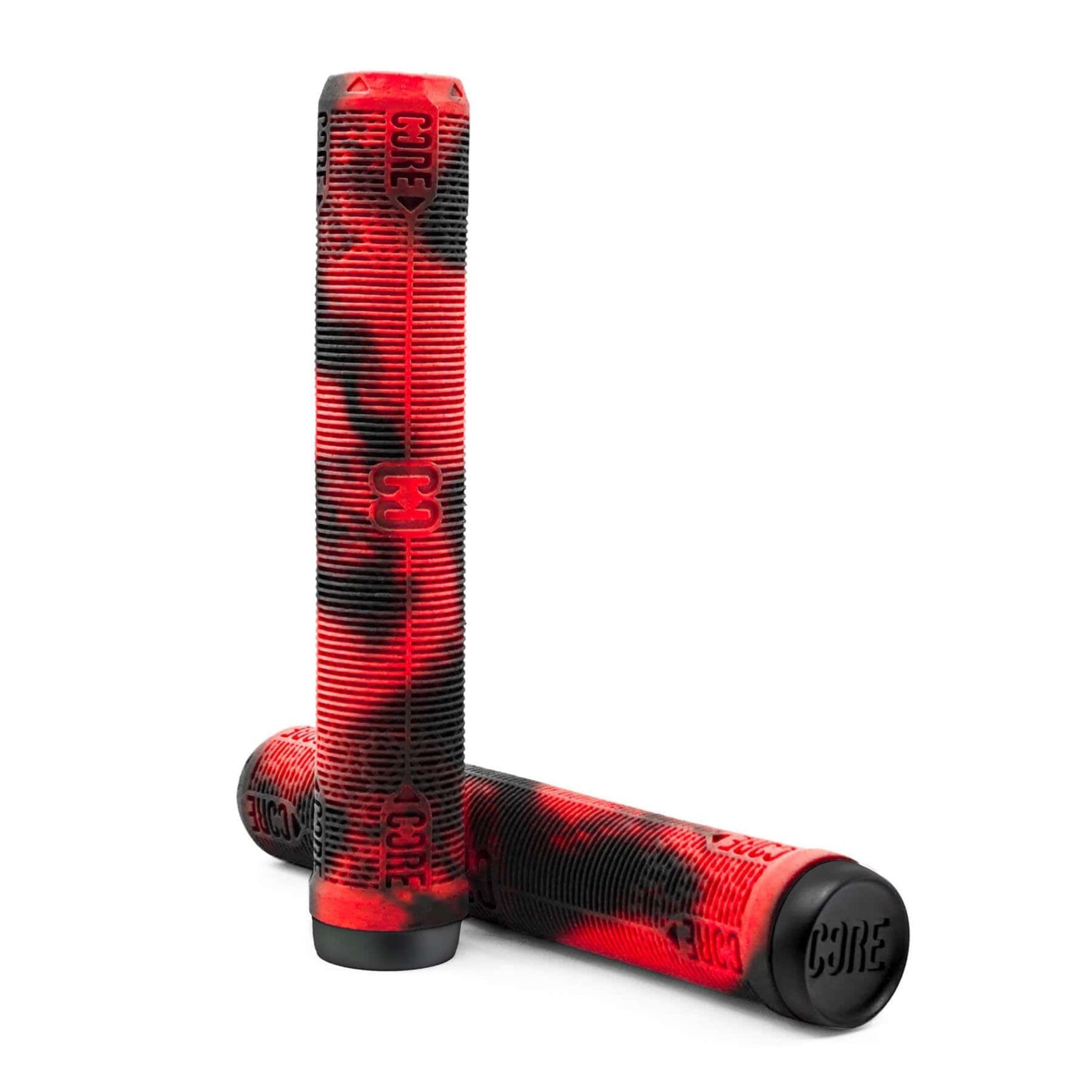 CORE Skinny Boy Handlebar Grips for Bikes & Scooters BMX Cycling Mountain Bike Soft Non Slip Longneck Bike Grips Bar Ends Included fits All Stunt Scooters BMX MTB - 170mm - Lava