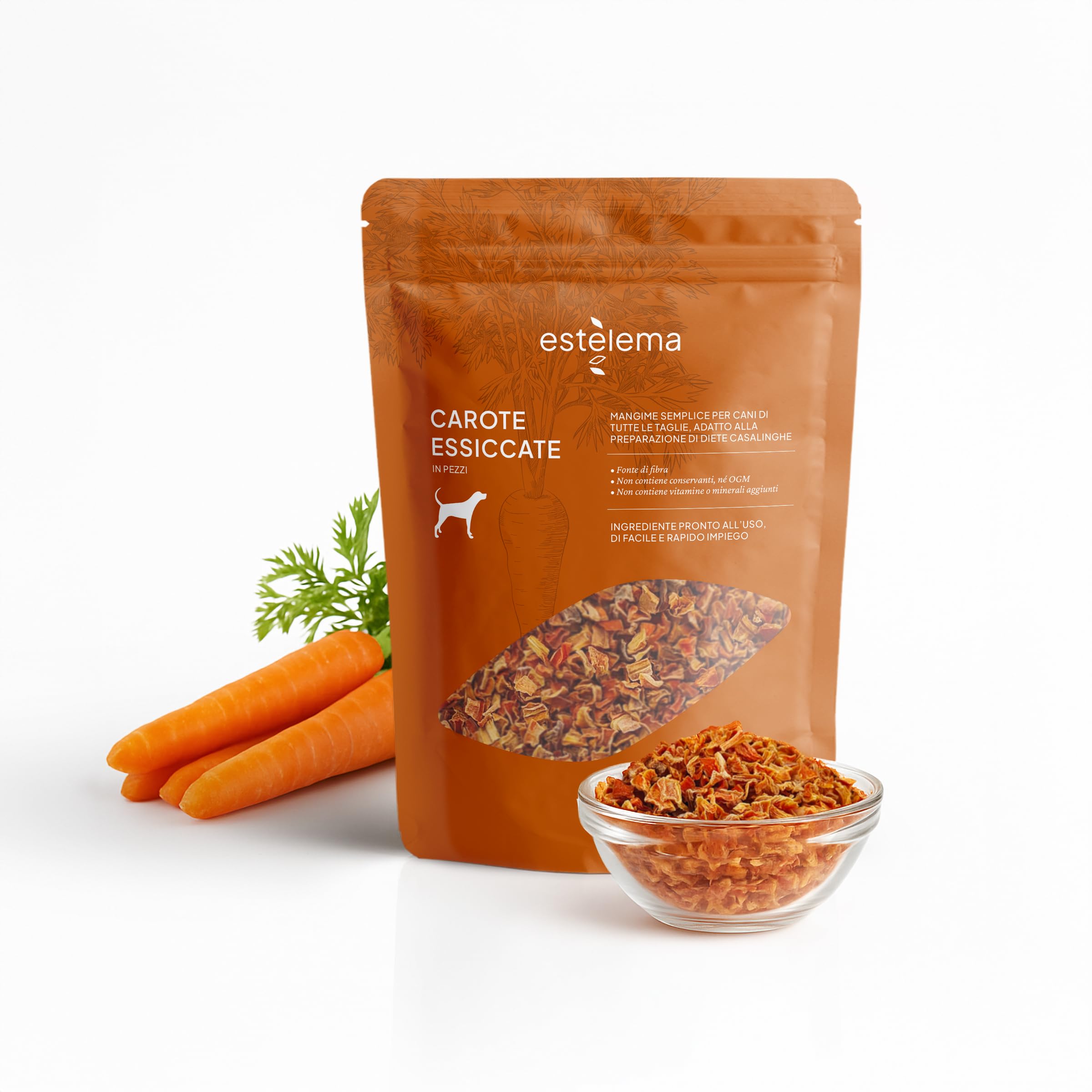 Carote Disidratate a pezzi per Cani 400g | 100% Naturali, Senza Additivi | Snack e Integrazione Dieta Casalinga BARF | 15 g ≈ 100 g Carote Fresche