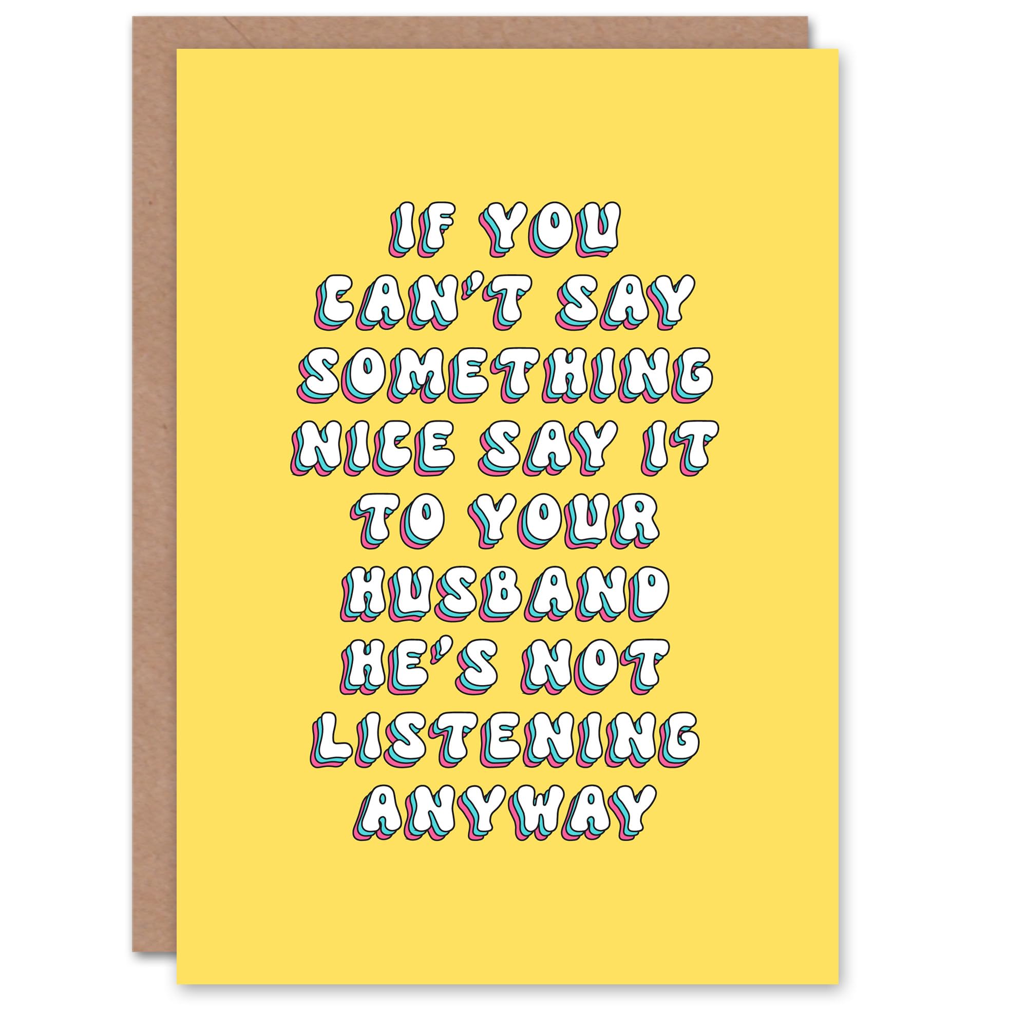 Artery8 Greeting Card Husband Not Listening Joke Funny Cheeky For Her Woman Wife Gran Mum Sister Birthday Card