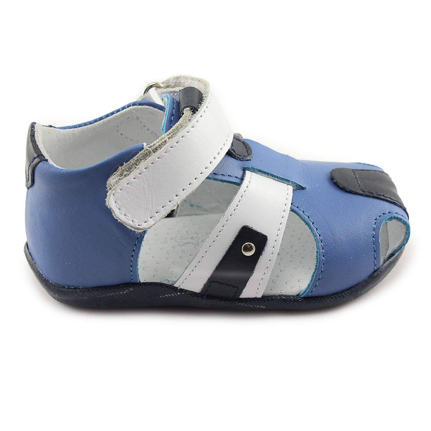 Kornecki Boys Closed Toe Leather Sandals with Arch, Ankle and Orthopedic Support 03143 N/Blekit/S EU 18/US 2.5-3.5 Infant