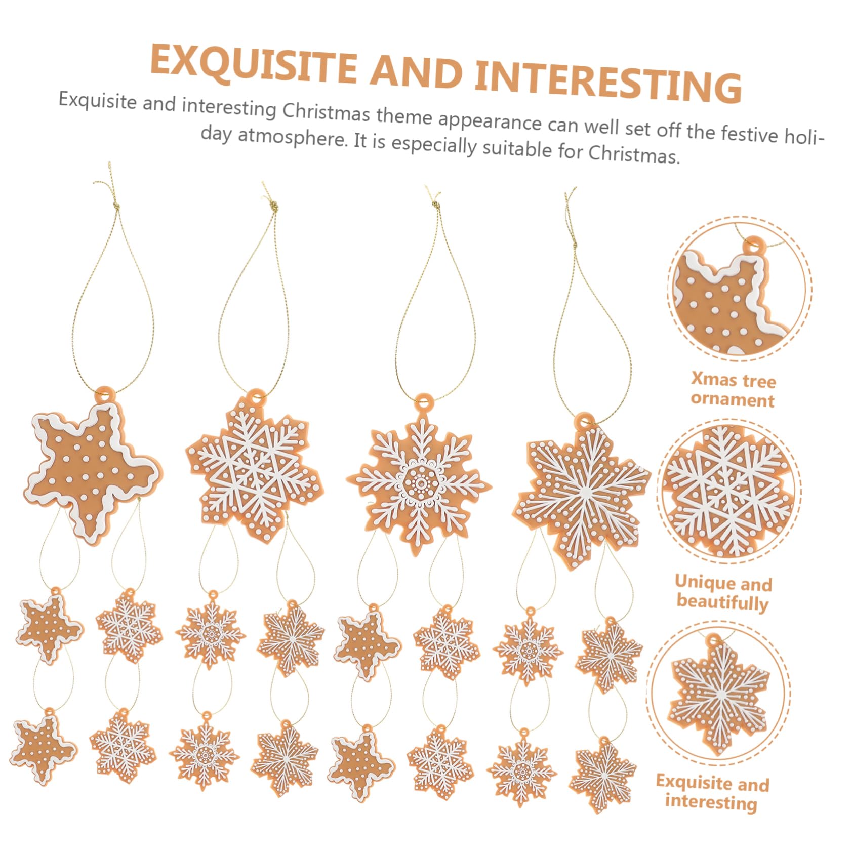 Alipis 60 Pièces Pendentif Flocon De Neige Ornement d'arbre De Noël Pendentif d'arbre De Noël Flocons De Neige Décoratifs Ornement De Noël Flocon De Neige en D'Épice Suspendus Décor