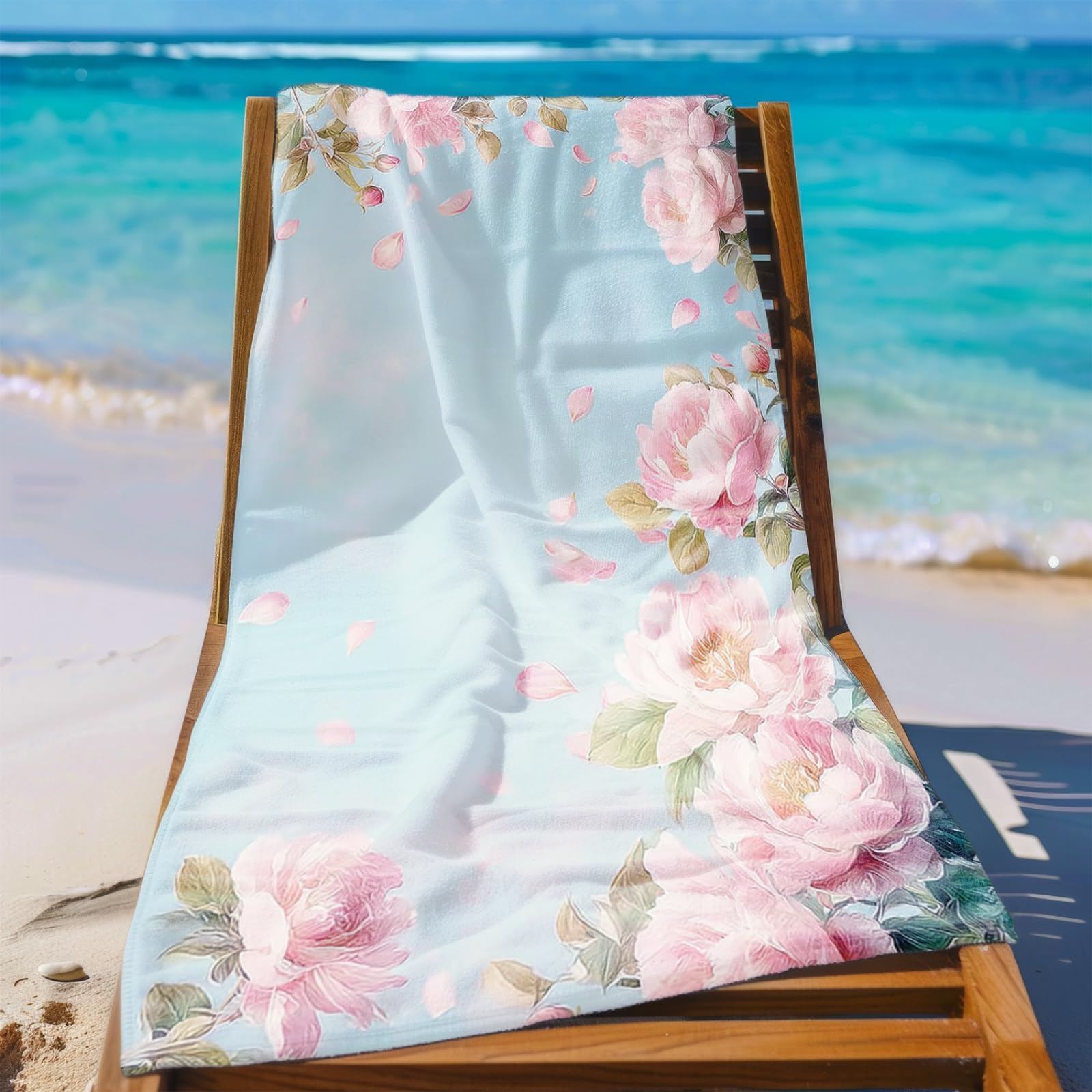 Genérico Toalla Playa Grande Flor Rosa Microfibra Secado Rápido Oversize Toalla Sin Arena Súper Ligera Piscina Camping Picnic Yoga Gimnasio Y Deportes Viaje