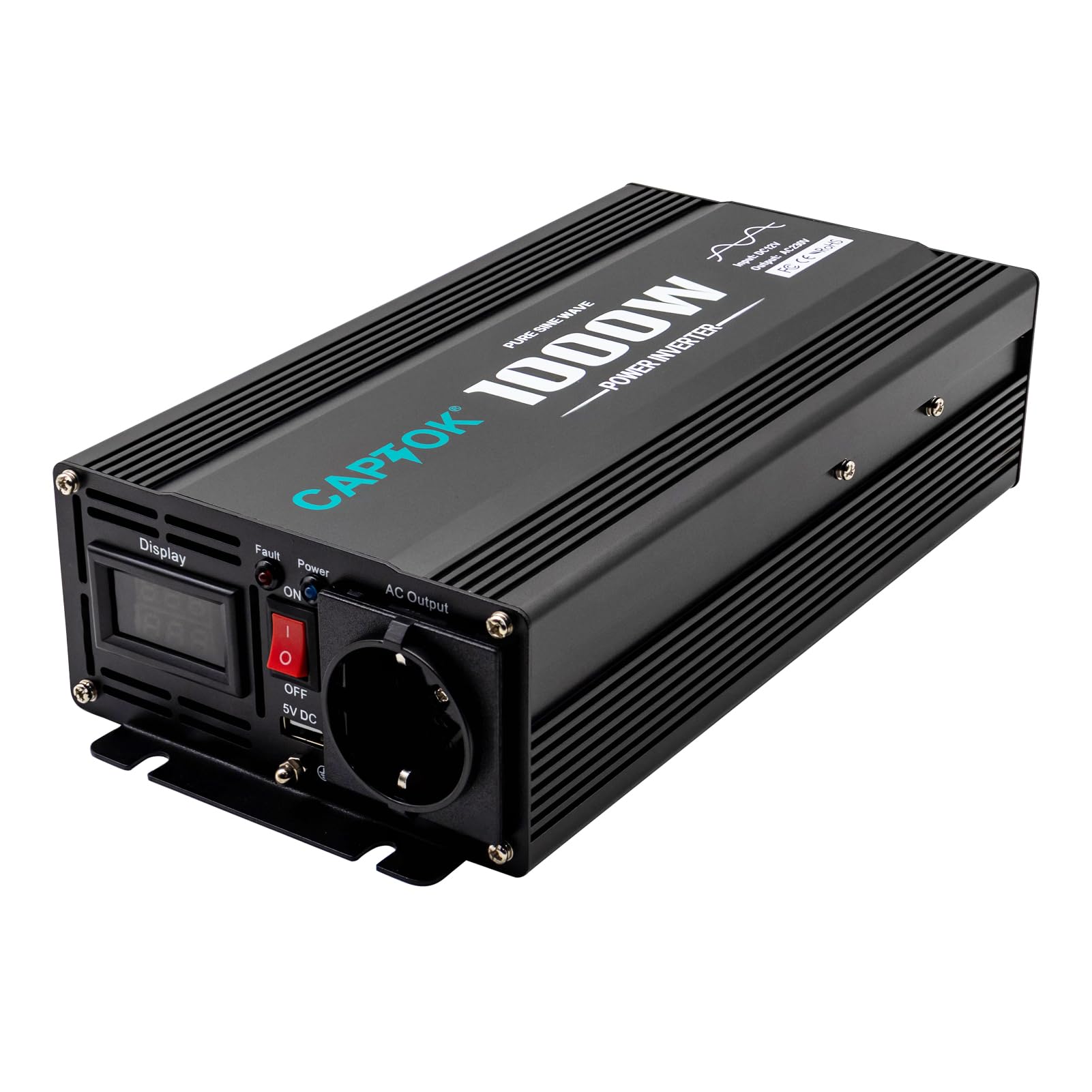 Reiner Sinus-Wechselrichter 1000W 12V DC 220V AC LED-Bildschirm 2AC USB