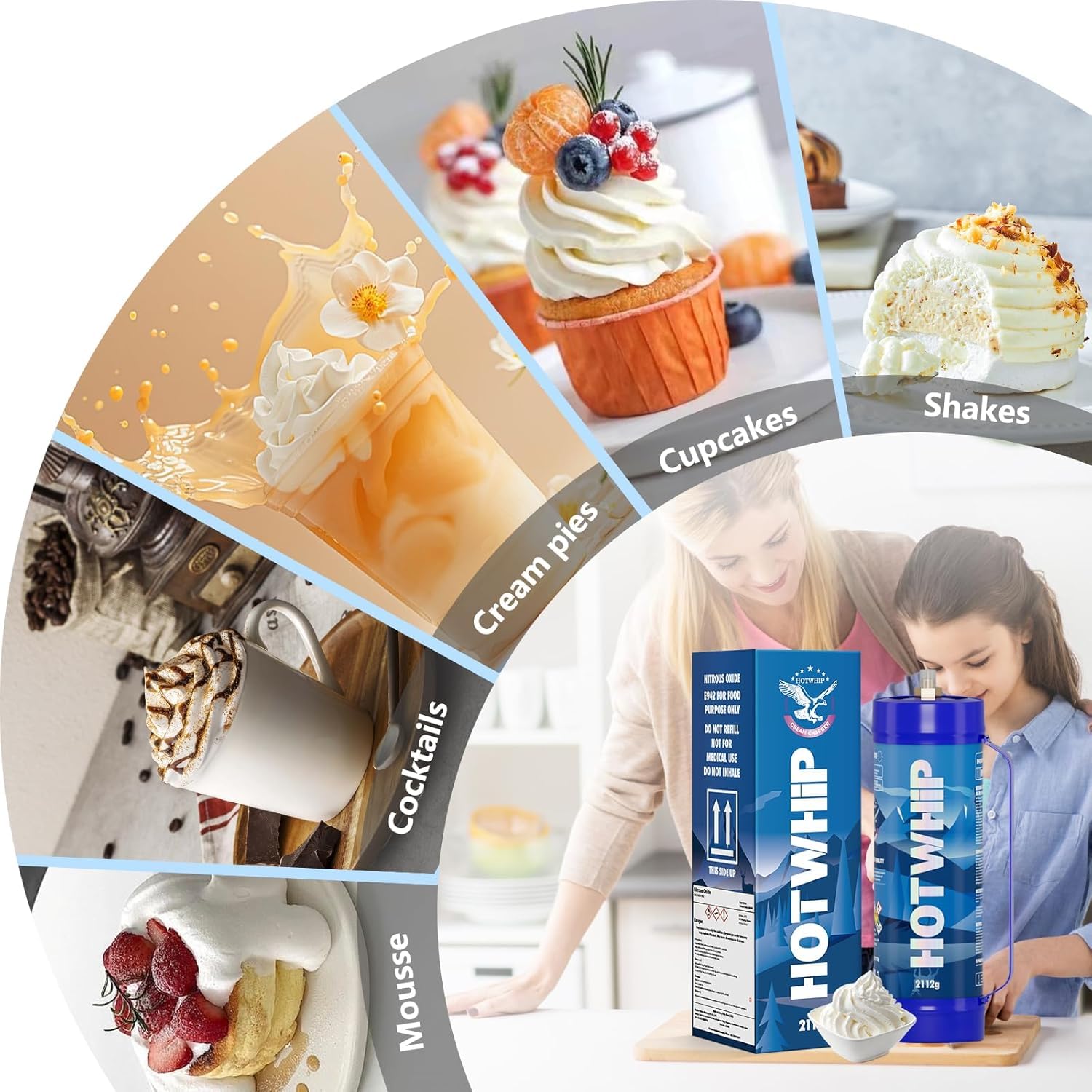 Hotwhip Whipped Cream Charger 3.3L Tanks 2112g Whip Cream Charger Cylinder, 1-Pack