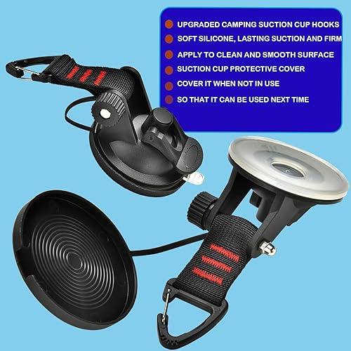Miniatura 5 de 4 piezas de anclaje de ventosas resistentes con ganchos, accesorios de succión fuerte al aire libre para camping, accesorio de lona para toldo