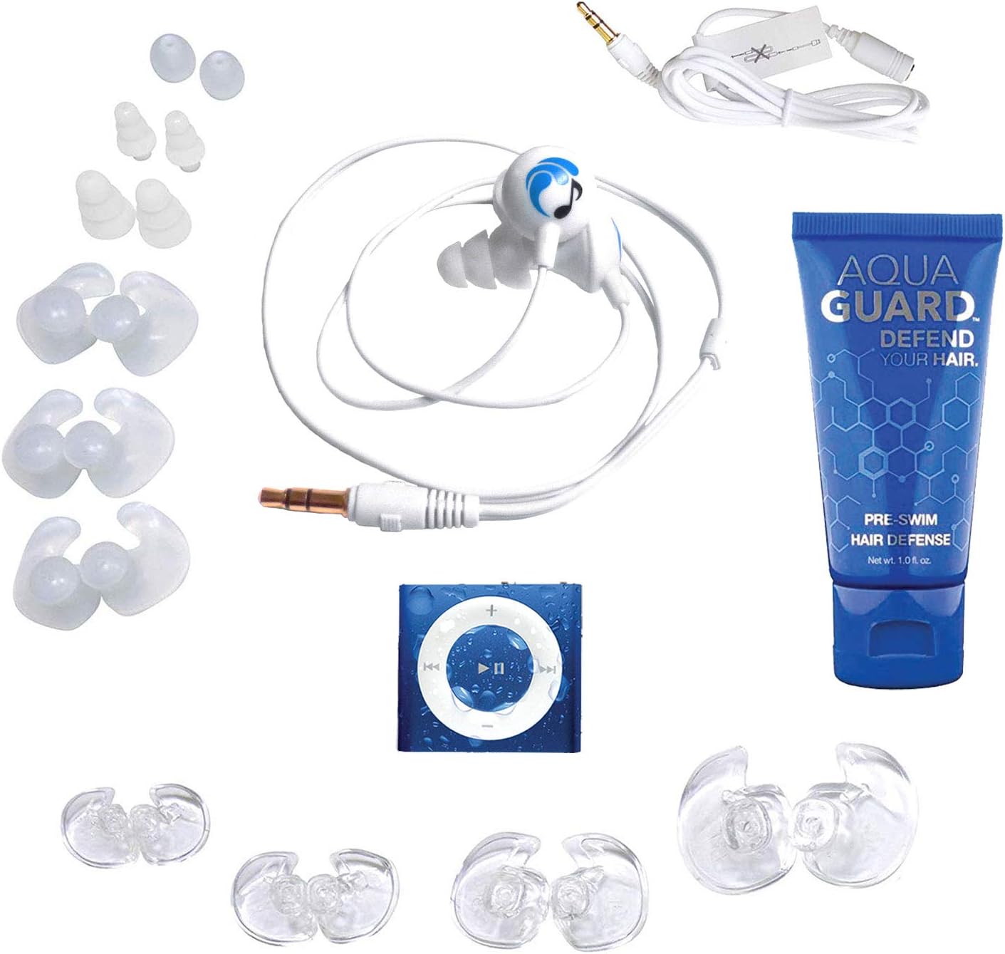 Underwater Audio Waterproofing compatible with iPod Shuffle (Royal Blue) with Swimbuds Sport headphones