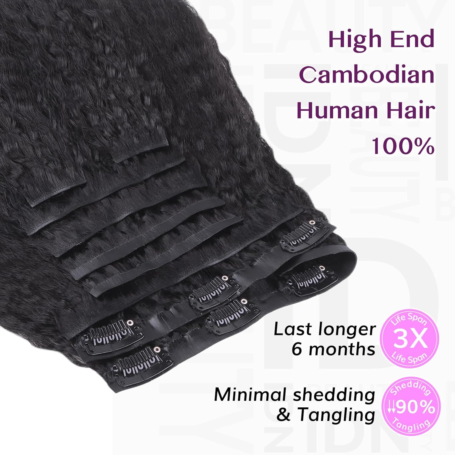 IDN BEAUTY 5+4 Invisi Edge Seamless Clip in Hair Extensions Human Hair Combo Pack, Kinky Straight 14 Inch 120g 5pcs Invisible Edge and 4pcs Seamless Clip ins for Black Women Natural Black No Leave Out