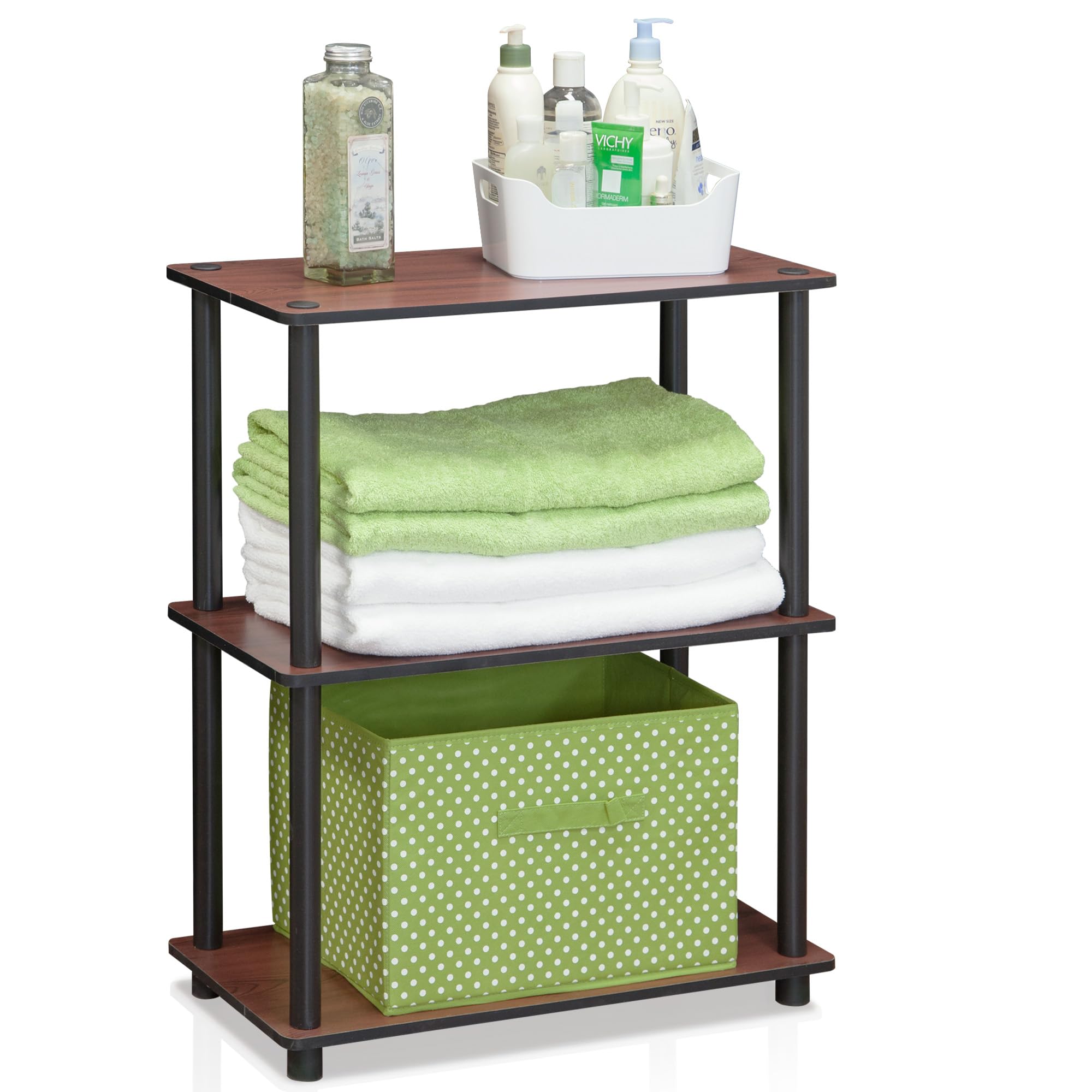 FurinnoTurn-N-Tube 3-Tier Compact Multipurpose Shelf Display Rack, Dark Cherry