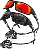 Polarized Sports Sunglasses for Men 100&percnt; UV Protection Wrap Around Unbreakable Sun Glasses for Fishing Driving