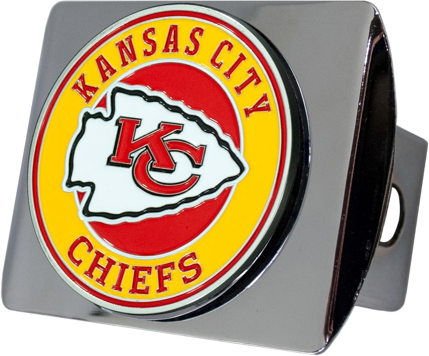 NFL Chrome Metal Hitch Cover with 3D Colored Team Logo by FANMATS - Unique Roundel Molded Design - Easy Installation on Truck, SUV, Car - Ideal Gift for Die Hard Football Fans