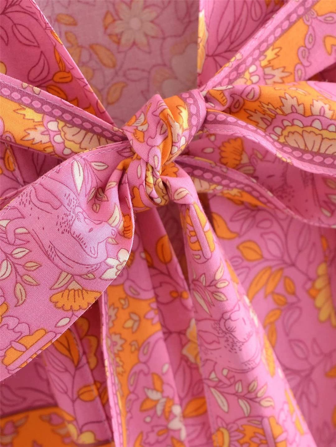 Bikini corto de algodón de rayón floral para mujer, estilo retro, bohemio, para playa, Como se muestra en la imagen, L