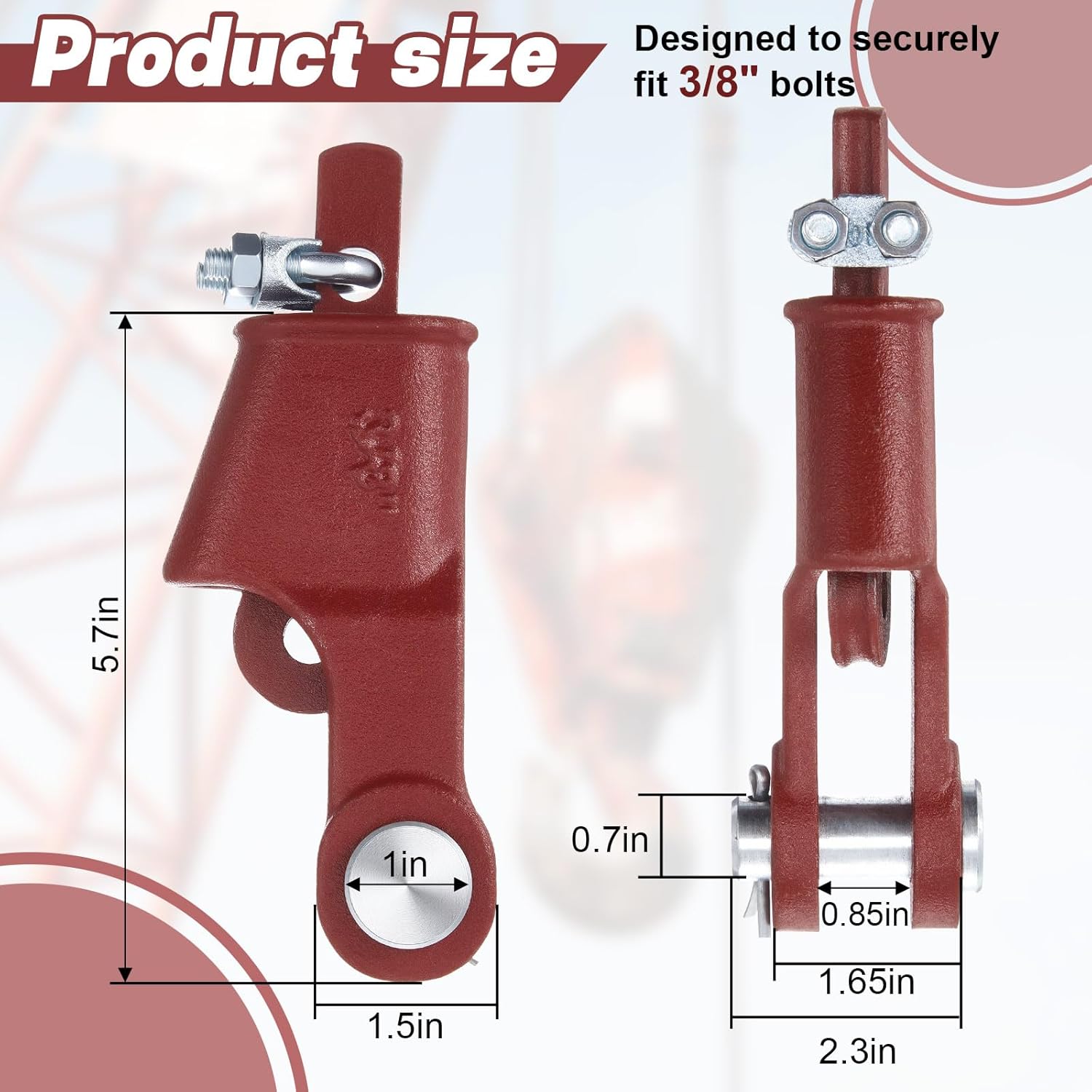 1 Set 3/8" Wedge Socket High Tensile Casting Steel Wire Rope Wedge Open Spelter Socket