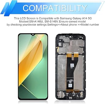 for Samsung Galaxy A14 5G Screen Replacement 6.6 inch for Samsung A14 Screen Replacement Kit with Frame for SM-A146U SM-A146U1 SM-A146W LCD Display Touch Screen Digitizer Assembly with Repair Tools