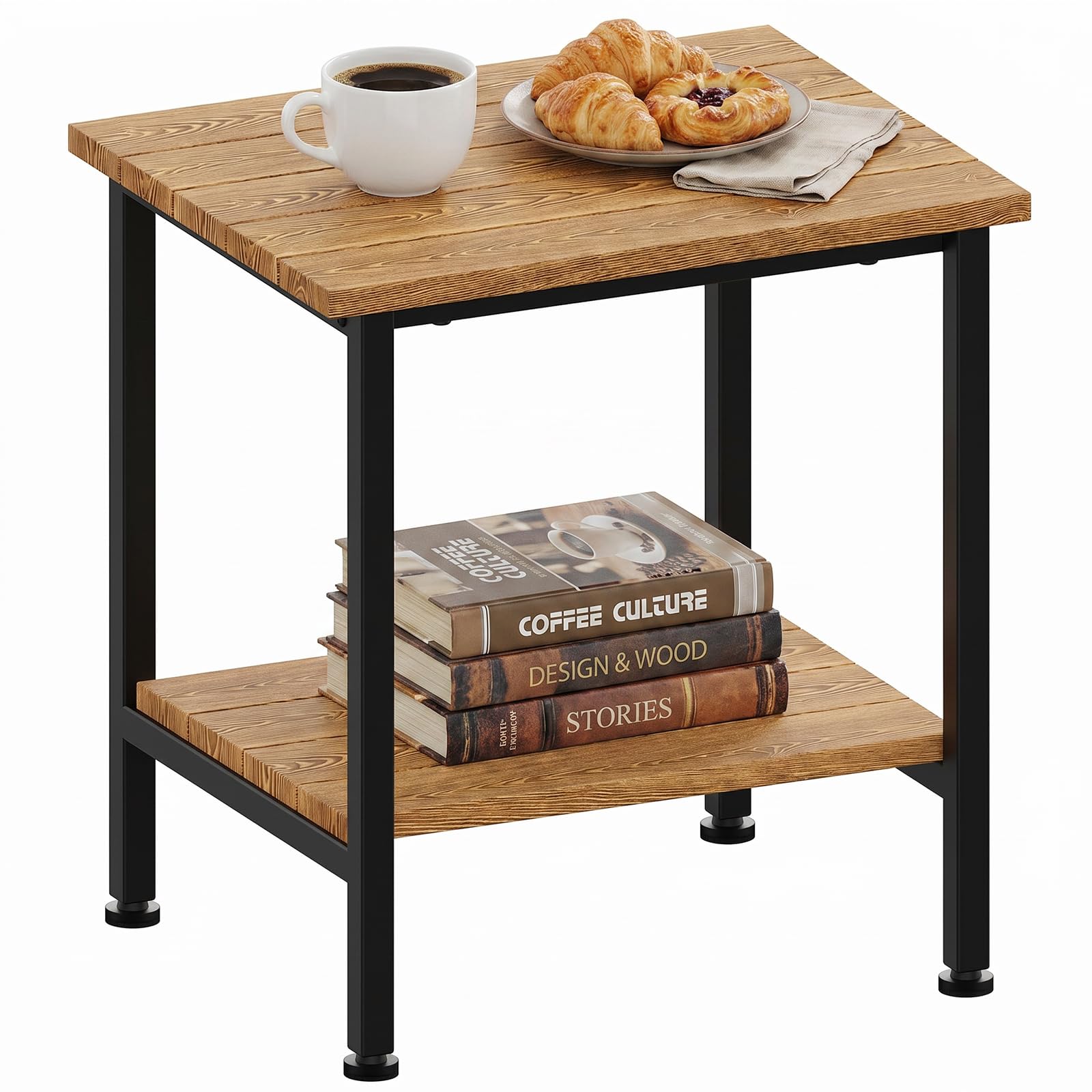 CADUKE Kleiner Gartentisch, Outdoor-Beistelltisch mit kunstholz tischplatte | Brauner Garten-Beistelltisch, wetterfester Outdoor-Tisch für Terrasse, Balkon, Poolbereich, 42x33x45cm
