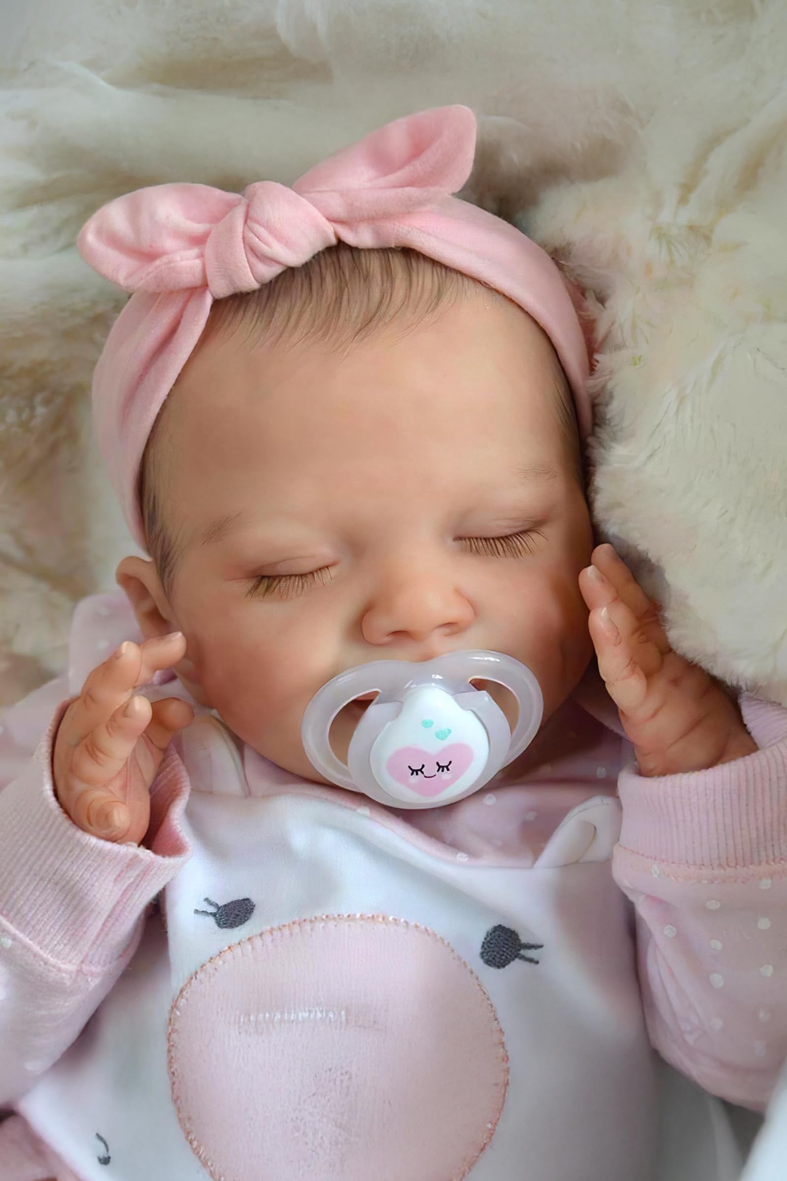 BABESIDE Silicone Baby Doll - 20-Inch Lifelike Reborn Baby Dolls Sweet Smile Realistic-Newborn Real Life Sleeping Girl with Toy Accessories Gift Set for Kids