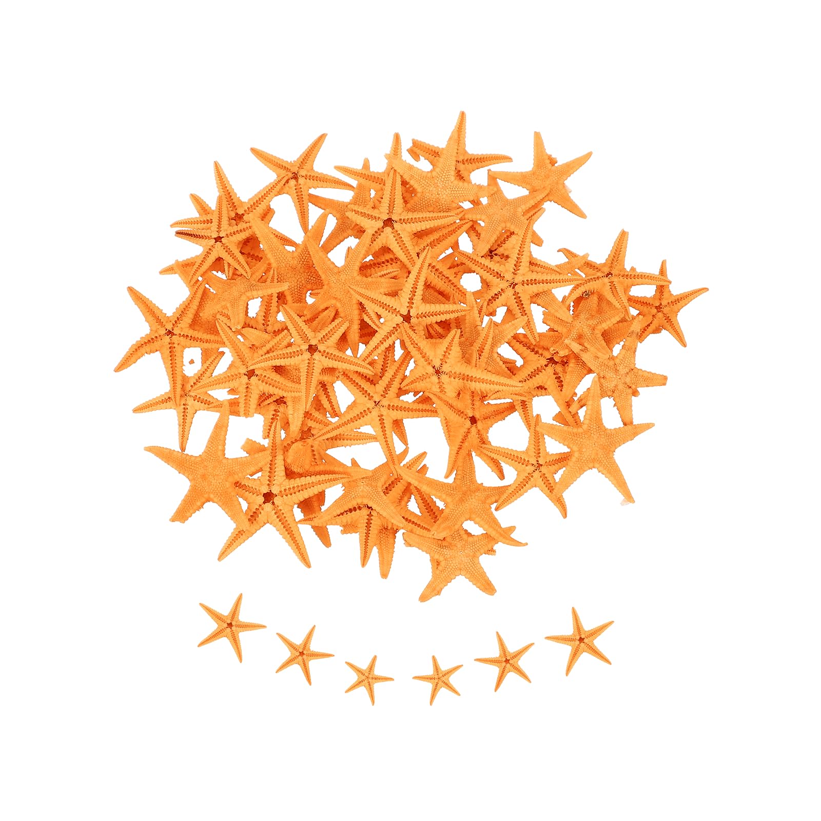 sourcing map 60Pcs Starfish for Craft, 0.4"-0.8" Small Natural Starfish Sea Star Crafting Seashells Bulk for Wedding Beach Theme Party Decorations Home Vase DIY Crafts Decor, Orange
