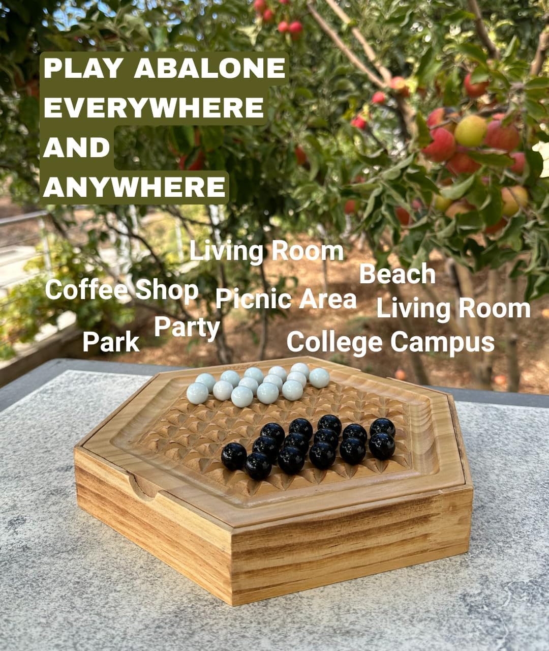 Abalone Board Game, Marble Strategy Game, Solid Wooden Game with 28 Marbles, 2 Player Games, Abalone Game, Marble Chess Game, Intellectual Chess Board Game, Strategy Games for Adults