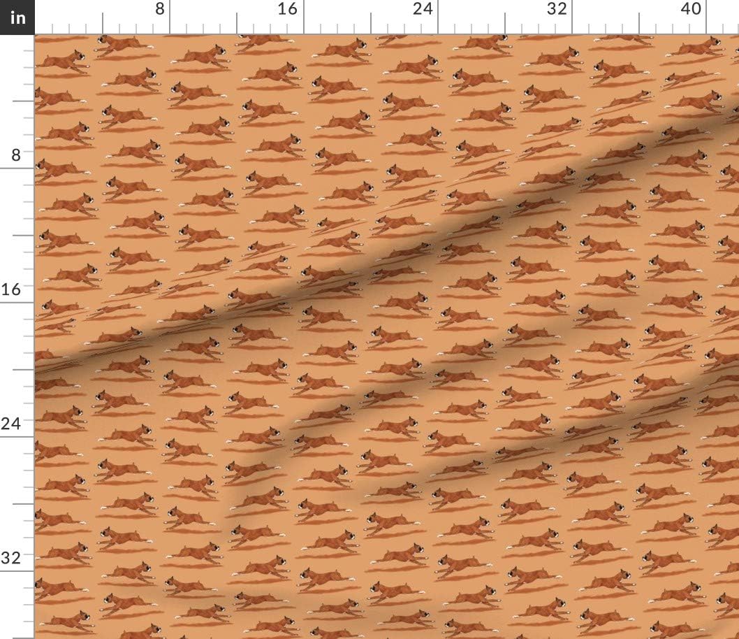 Spoonflower Fabric - Running Boxer Dog Brown Tan Pet Nursery Decor Printed on Petal Signature Cotton Fabric by The Yard - Sewing Quilting Apparel Crafts Decor