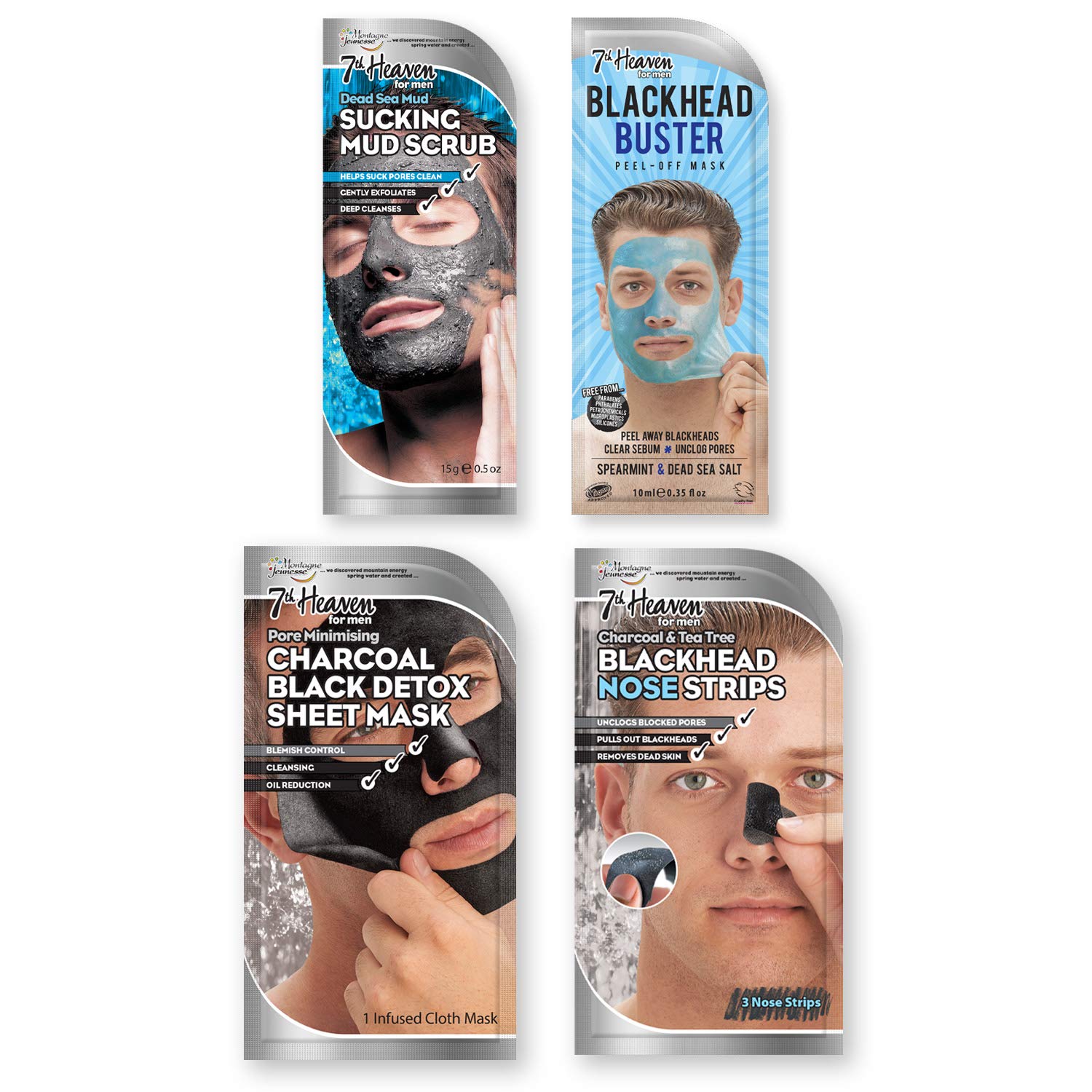 7th Heaven Men's 'Pore Patrol' Face Mask Bundle with a Variety of Manly Skincare Treats to Provide Skin with a Deep Cleanse, 0.07 Kg