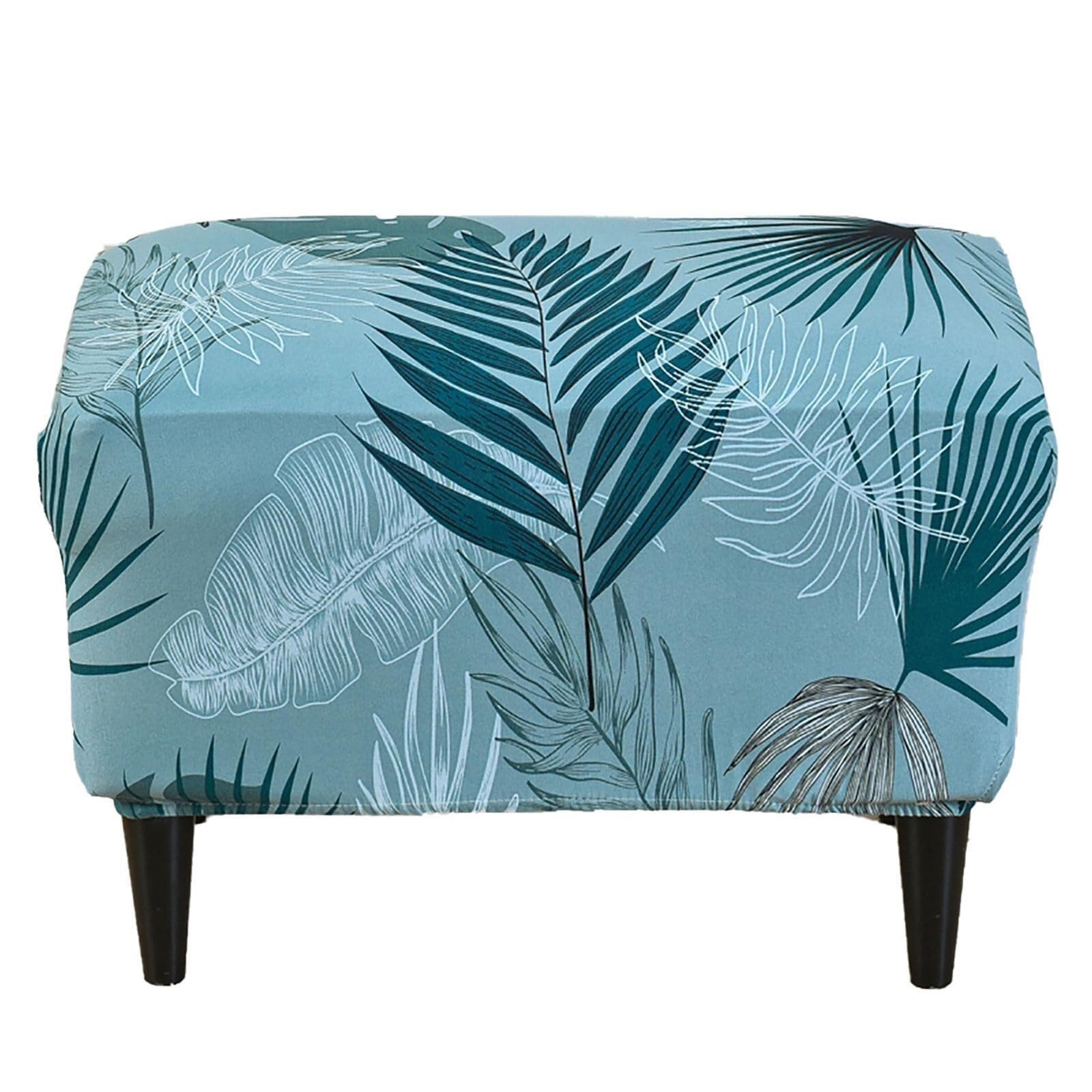 MCOSU Rectangle Ottoman Cover Slipcover, Stretch Stool Cover Printed Soft Nonslip with Elastic Bottom Footstool Protector Cover Machine Washable for Pets(Ae)