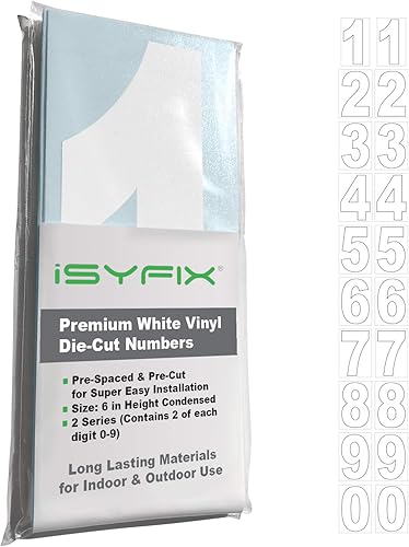 Vista 32 de iSYFIX - 2 juegos de calcomanías de números de 4 pulgadas, calcomanías de vinilo de alta calidad troqueladas y precortadas para buzón, ventanas, Oro