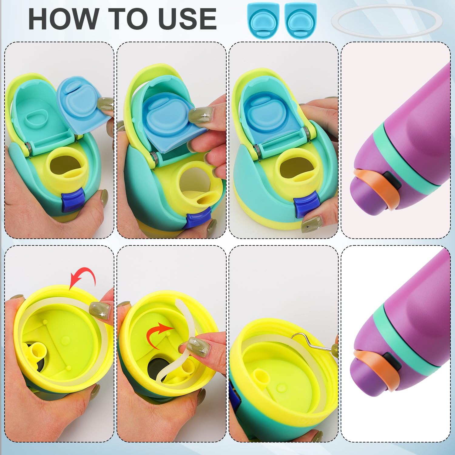 PEUTIER 5pz di Ricambio, Guarnizione per Bottiglia d'Acqua Guarnizione di Tenuta Senza BPA Tappo in Silicone Guarnizione del Coperchio Circolare Compatibile con Owala FreeSip 19/24/32/40 oz