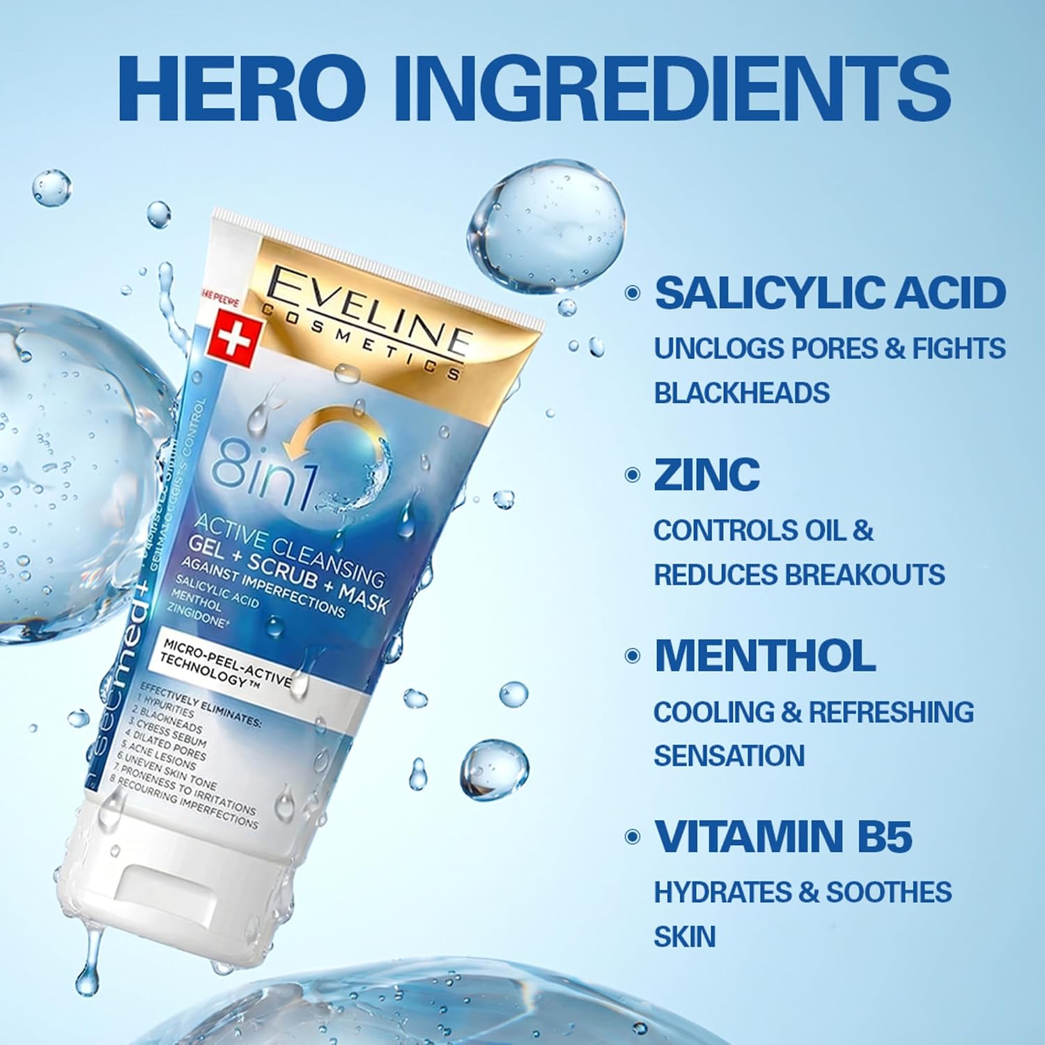 EVELINE COSMETICS 8-in-1 Deep Cleansing Active Gel for the Unevenness Facemed + 150 ml