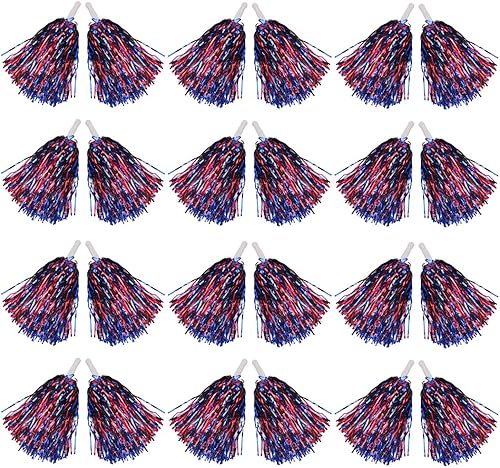 Miniatura 71 de Hooshing 12/24/100 pompones de animadora de papel metálico con asas de plástico para rooters, escuadrón de animación, deportes de espíritu