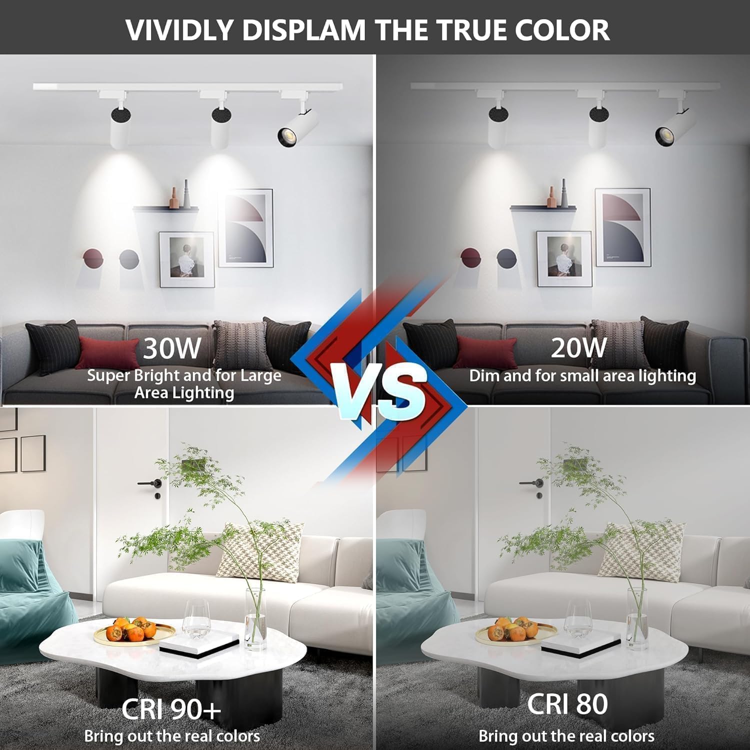 White Ultra-brigh 25W 2000lm J&L Type LED Track Lighting System，3000K Warm Light Dimmable Brightness，with 6.5 FT Rails and Ceiling Spotlight Fixture Installation Package