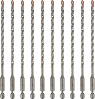 HLOFIZI 3/16" Masonry Drill Bits 3/16 inch Concrete Drill Bits Hammer Drill Bit 6 Inch, for Cement, Brick, Stone, 10 Pack, Hex Shank