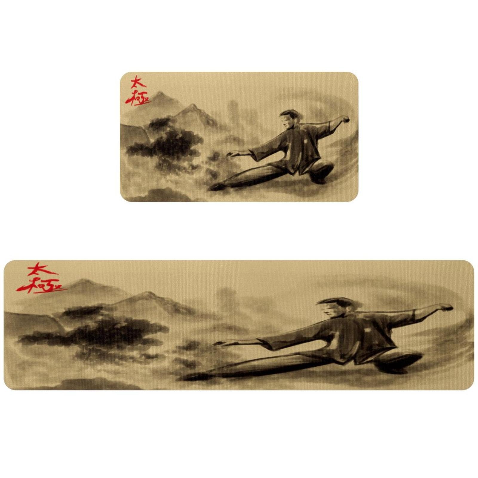 Alfombrillas de cocina con pintura de tai chi antideslizante lavable VAPOKF