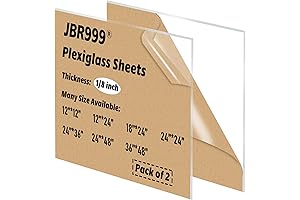 Clear 18x24 Plexiglass Sheet (2-Pack): 1/8" Thick Acrylic Plexiglass Panels for Crafts, Displays, Signs