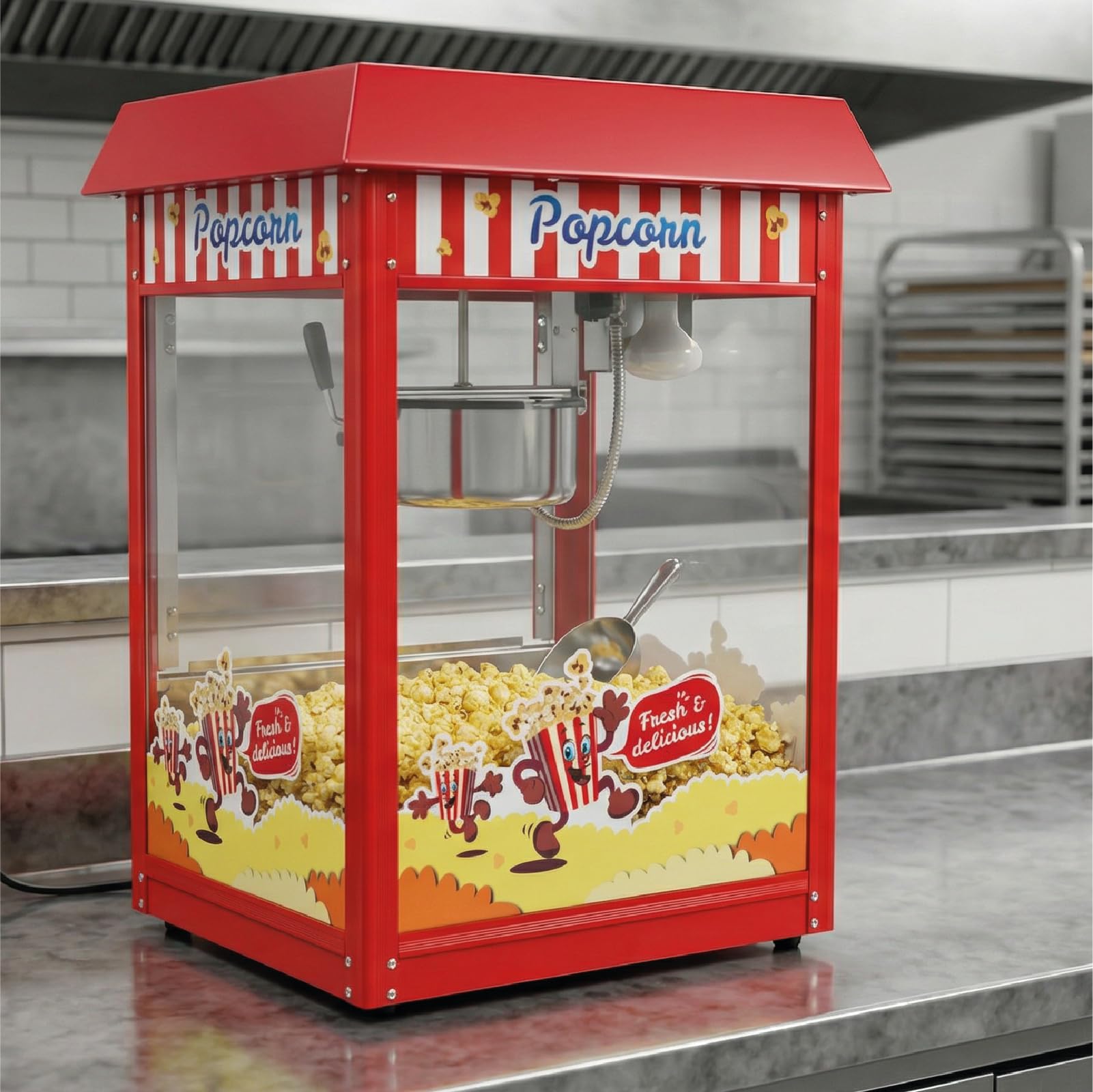 Palomitera Grande con Olla Extraíble e Iluminación, de Diseño Americano, Ideal para Fiestas y Eventos. Máquina de Palomitas con Potencia de 1350 W y Gran Capacidad.