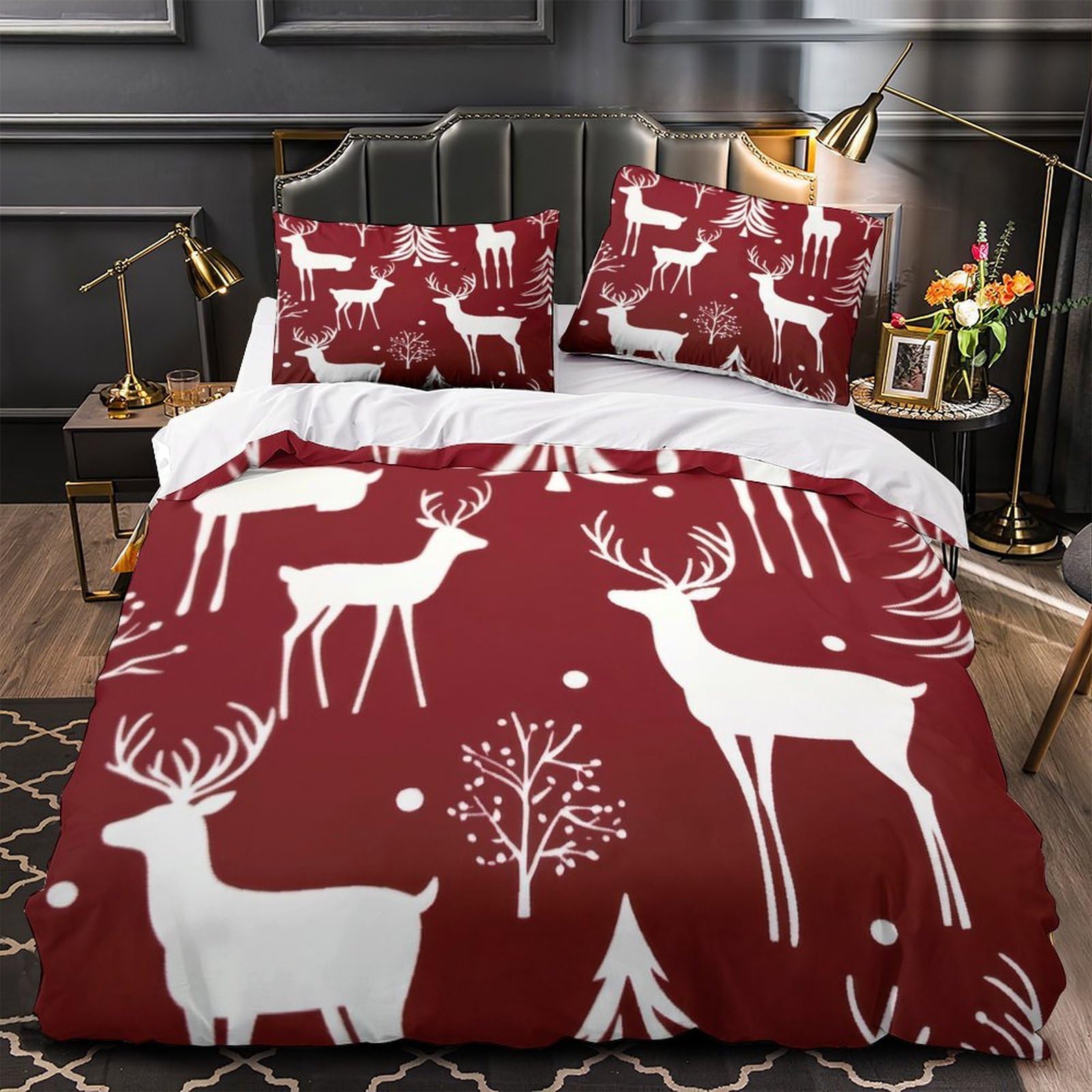 Housse de couette 3D Noël hypoallergénique microfibre douce fermeture éclair