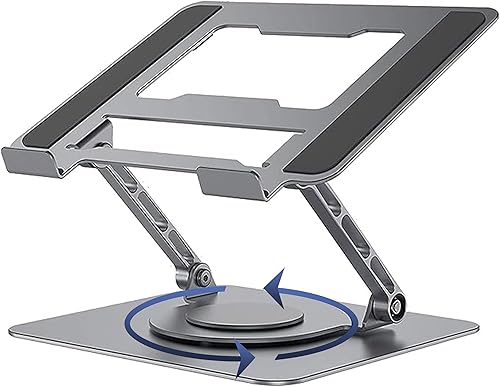 Miniatura 1 de Soporte de aluminio para computadora portátil con base giratoria de 360, altura y ángulo ajustable, diseño ergonómico, compatible con MacBook,