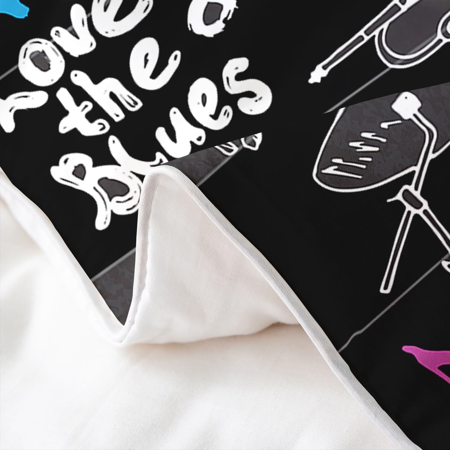 Loussiesd Rock Music - Biancheria da letto, 135 x 200 cm, 100% cotone, motivo Rap Blues Hip Hop, copripiumino per chitarra, tamburo e microfono, set da 2 pezzi