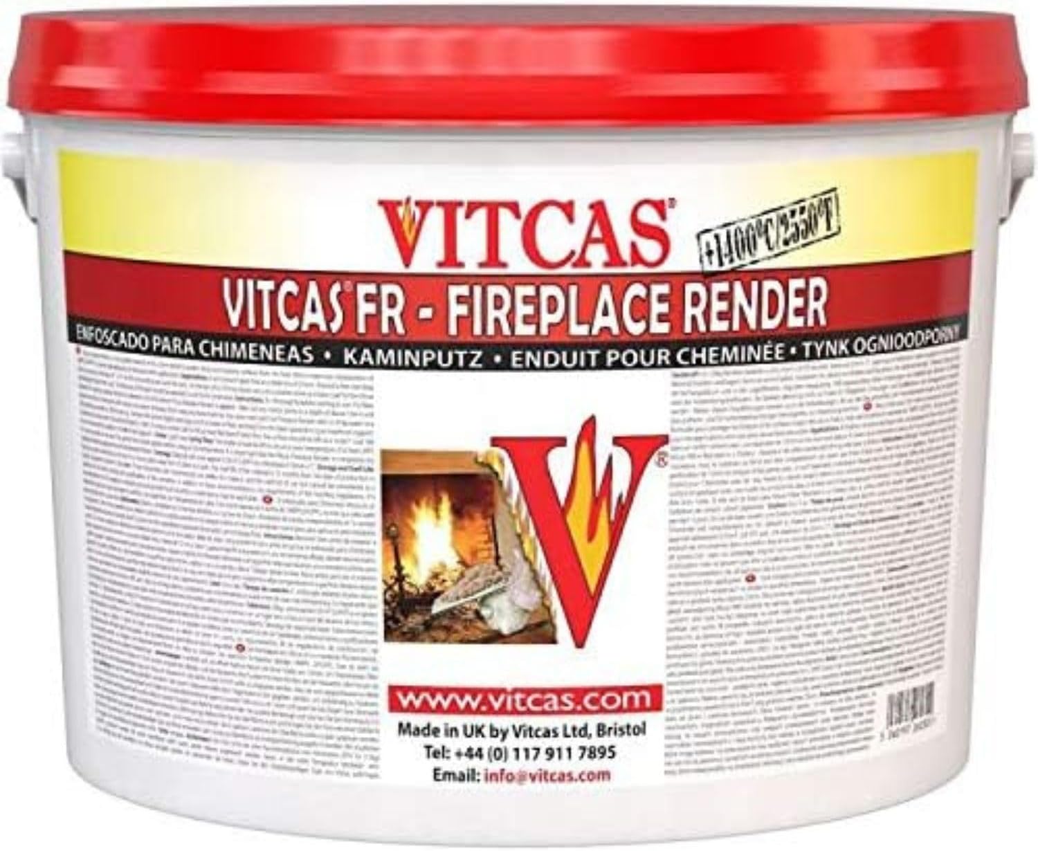 20 Kg Fireplace Render – Easy Application - Plaster Base Coat – Dry Powder Material – Rendering Bricks and Concrete - Fireplace Breeze Block – Heat Resistance Up to 1400 degree Celsius