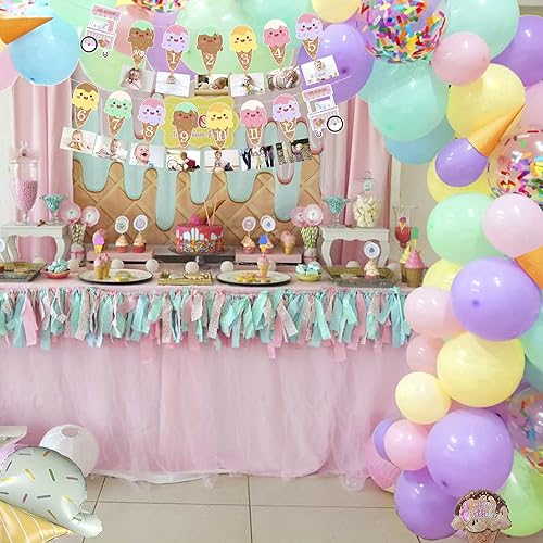 Miniatura 8 de Cartel mensual de helado para fotos  Cartel mensual de 1er cumpleaños de helado para niña de 12 meses, exhibición de fotos de hitos para helado,