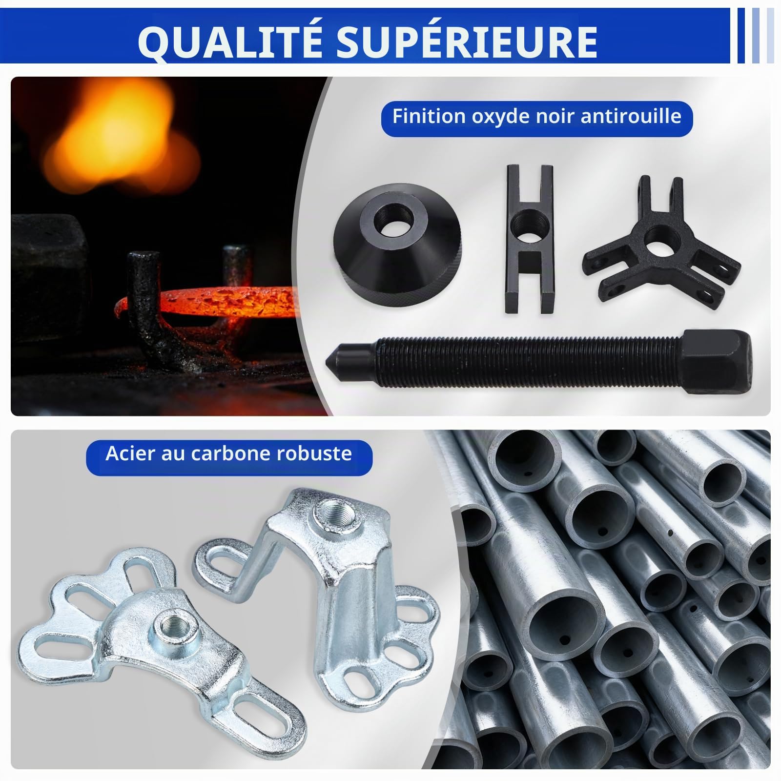 FreeTec 9-en-1 Extracteurs à Marteau à Inertie, Extracteur de Moyeu de Roue Avant et Arrière, 2/3 Mors Arrache Roulement à Inertie Interne et Externe, Arrache Bosse Carrosserie pour Réparation Auto
