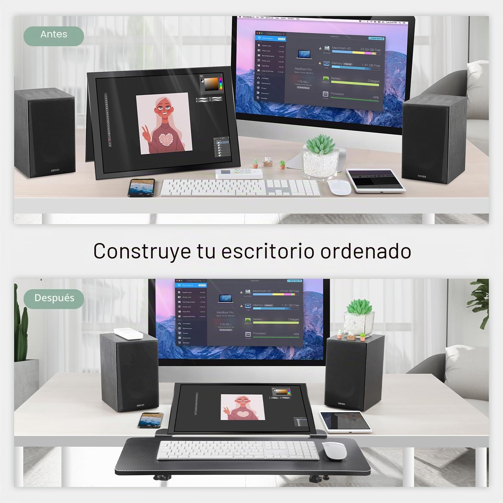 VAYDEER Extensión ergonómica de escritorio, extension de escritorio, soporte abrazadera para ratón, bandeja para teclado, estante para reposabrazos, extensión de escritorio para computadora(negro)